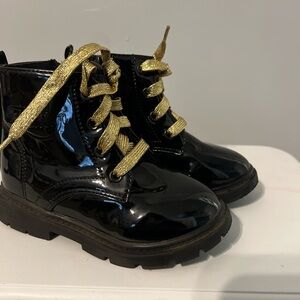 Black Kids Boots with Gold Laces
